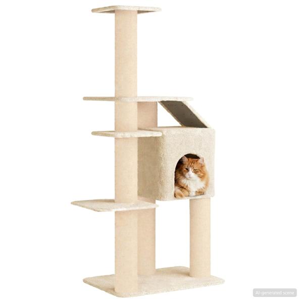 Katzennbaum mit Sisal-Kratzsäulen Creme 183 cm