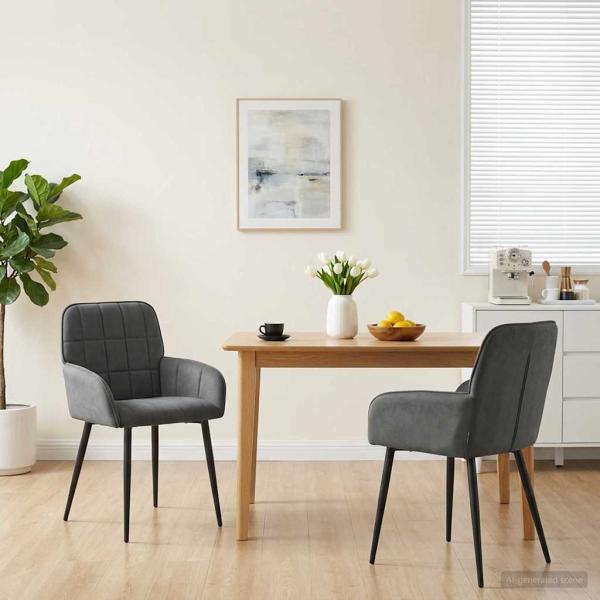 ARDEBO.de - Esszimmerst?hle 2 stk. Samt Dunkelgrau 56,5 x 50 x 85 cm