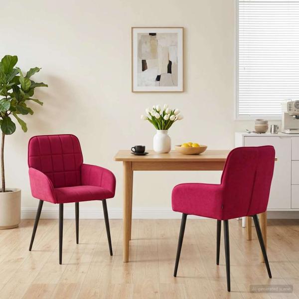 ARDEBO.de - Esszimmerstühle 2 stk. Samt Weinrot 56,5 x 50 x 85 cm
