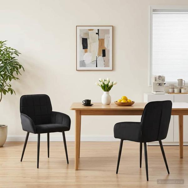 ARDEBO.de - Esszimmerstühle 2 Stk. Samt Schwarz 57 x 50 x 85 cm