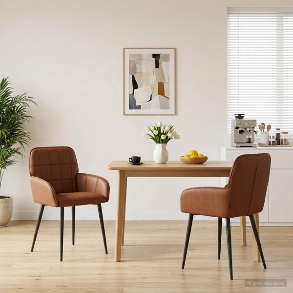 ARDEBO.de - Esszimmerstühle 2 Stk. Kunstleder Braun 57 x 50 x 85 cm