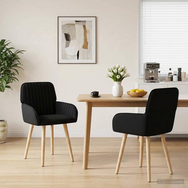 ARDEBO.de - Esszimmerstühle 2 Stk. Stoff Schwarz 56,5 x 50 x 87,5 cm