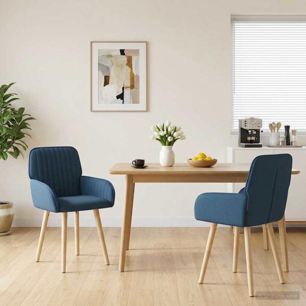 ARDEBO.de - Esszimmerstühle 2 Stk. Stoff Blau 56,5 x 50 x 87,5 cm