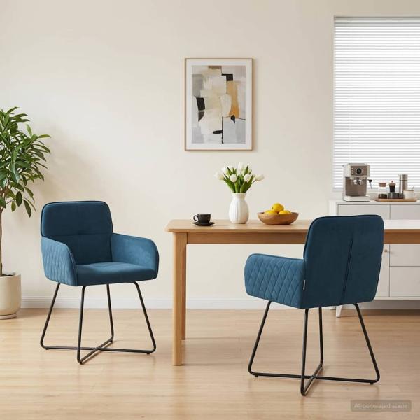 ARDEBO.de - Esszimmerst?hle 2 stk. Samt Blau 59 x 56,5 x 86 cm