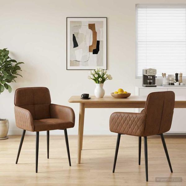 ARDEBO.de - Esszimmerstühle 2 stk. Kunstwildleder Braun 59 x 56,5 x 85 cm