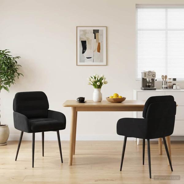 ARDEBO.de - Esszimmerstühle 2 Stk. Samt Schwarz 59 x 59,5 x 90 cm