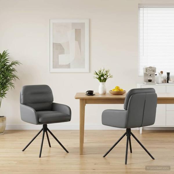 ARDEBO.de - Drehstuhl Esszimmer 2 Stk. Kunstleder Grau 59 x 59,5 x 90 cm
