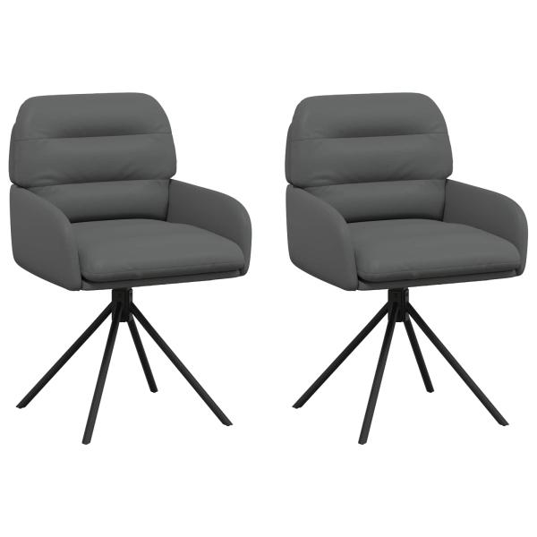 Drehstuhl Esszimmer 2 Stk. Kunstleder Grau 59 x 59,5 x 90 cm