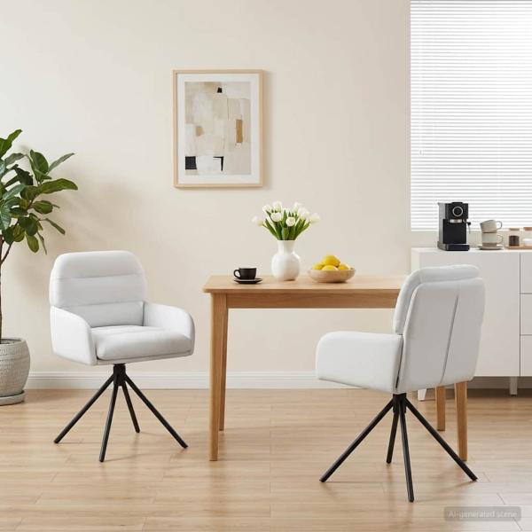 ARDEBO.de - Drehstuhl Esszimmer 2 Stk. Kunstleder Weiß 59 x 59,5 x 90 cm