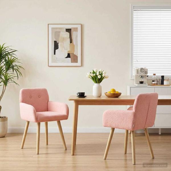 ARDEBO.de - Esszimmerstühle 2 Stk. Bouclé Rosa 59 x 57 x 85 cm