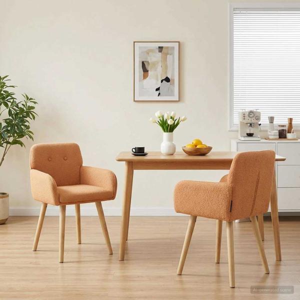 ARDEBO.de - Esszimmerstühle 2 stk. Bouclé Beige 59 x 56,5 x 85 cm