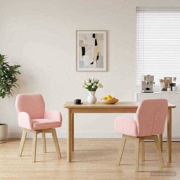 ARDEBO.de - Drehstuhl Esszimmer 2 Stk. Bouclé Rosa 54 x 58 x 87 cm