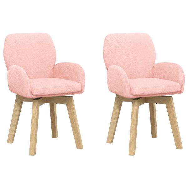 Drehstuhl Esszimmer 2 Stk. Bouclé Rosa 54 x 58 x 87 cm