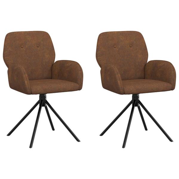 Drehstuhl Esszimmer 2 Stk. Kunstwildleder Braun 54 x 55 x 86 cm
