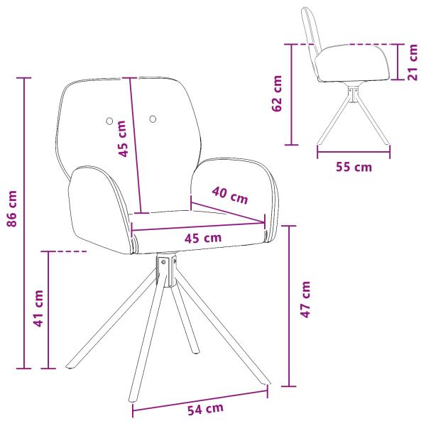 Drehstuhl Esszimmer 2 Stk. Kunstwildleder Braun 54 x 55 x 86 cm