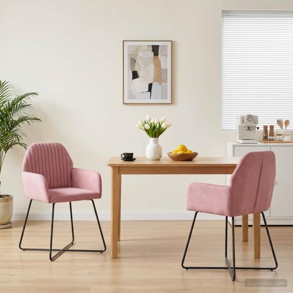 ARDEBO.de - Esszimmerstühle 2 stk. Samt Rosa 55 x 50 x 84 cm