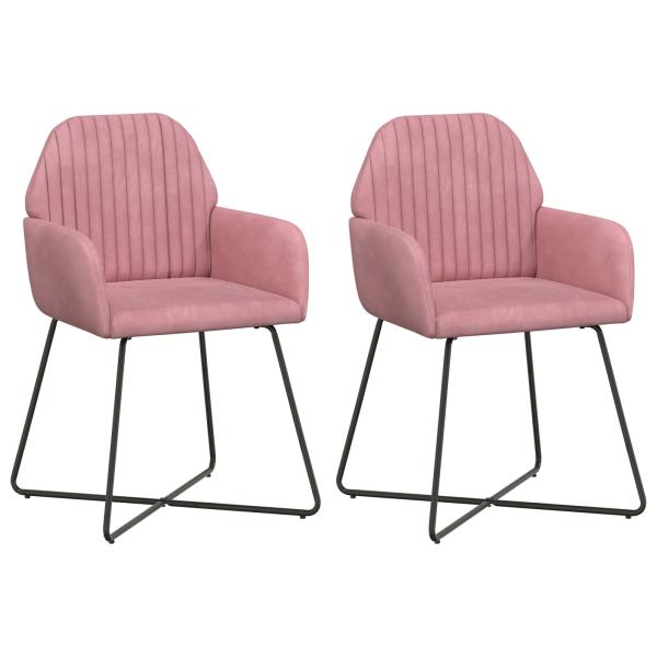 Esszimmerstühle 2 stk. Samt Rosa 55 x 50 x 84 cm