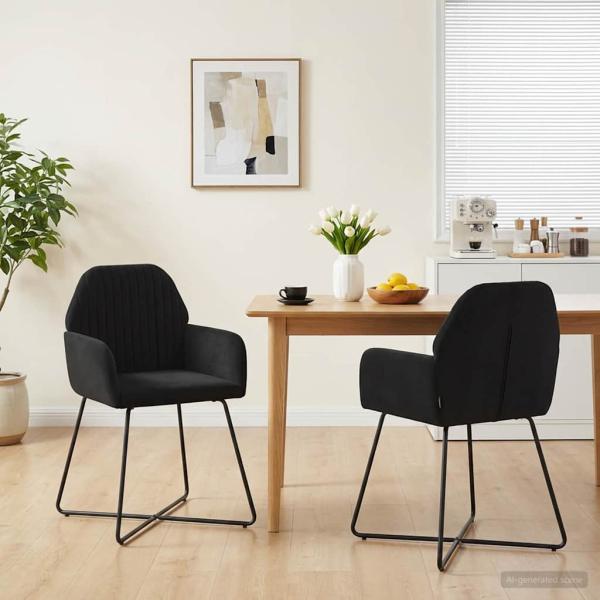 ARDEBO.de - Esszimmerstühle 2 Stk. Samt Schwarz 55 x 50 x 84 cm