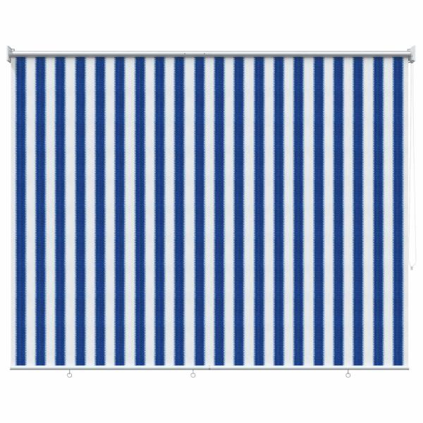 Außenrollo 90% UV-Block Blau-weiß gestreift 120 x 140 cm HDPE