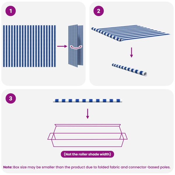 Außenrollo 90% UV-Block Blau-weiß gestreift 200 x 140 cm HDPE