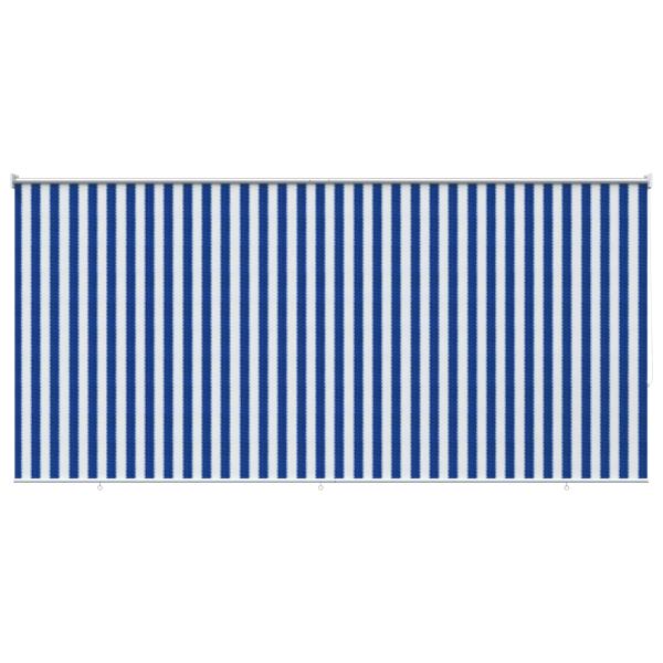 Außenrollo 90% UV-Block Blau-weiß gestreift 350 x 140 cm HDPE