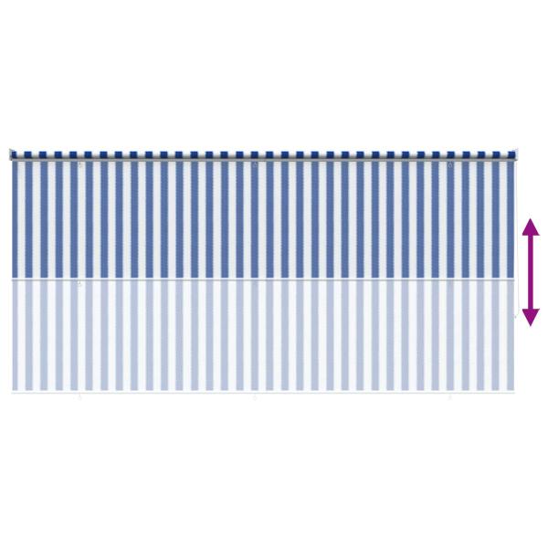 Außenrollo 90% UV-Block Blau-weiß gestreift 400 x 230 cm HDPE