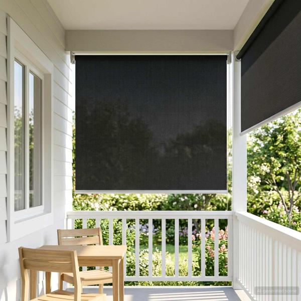 Außenrollo 90% UV-Block Schwarz 80 x 140 cm HDPE
