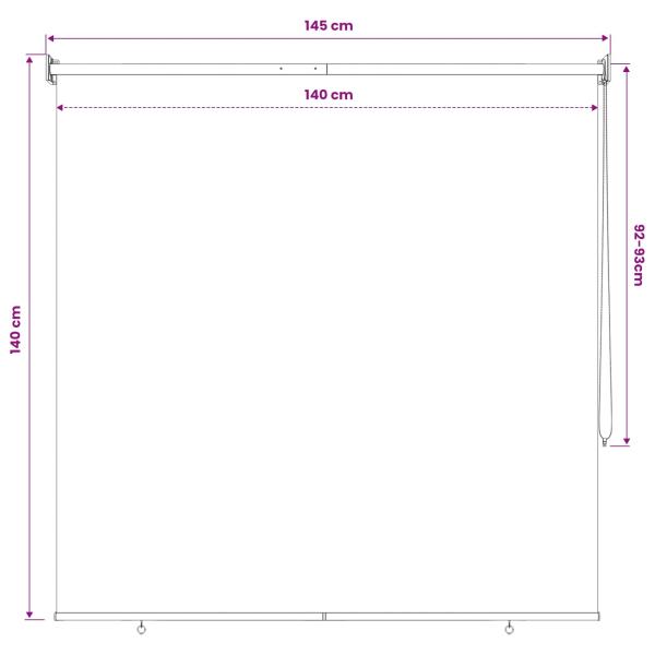 Außenrollo 90% UV-Block Schwarz 140 x 140 cm HDPE