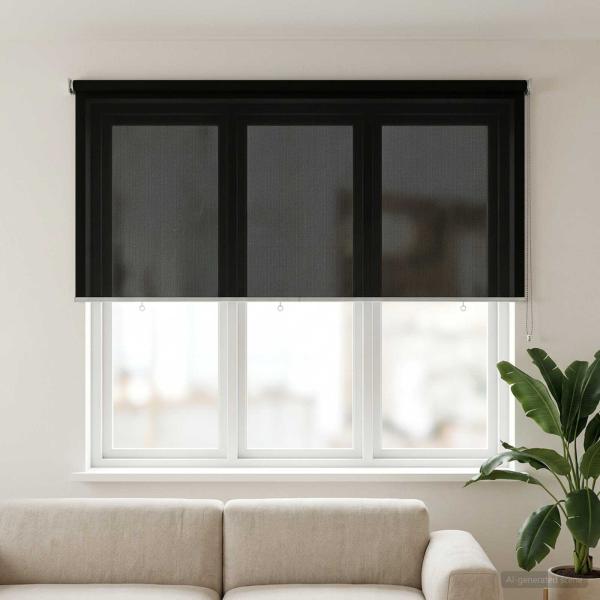 ARDEBO.de - Außenrollo 90% UV-Block Schwarz 200 x 140 cm HDPE
