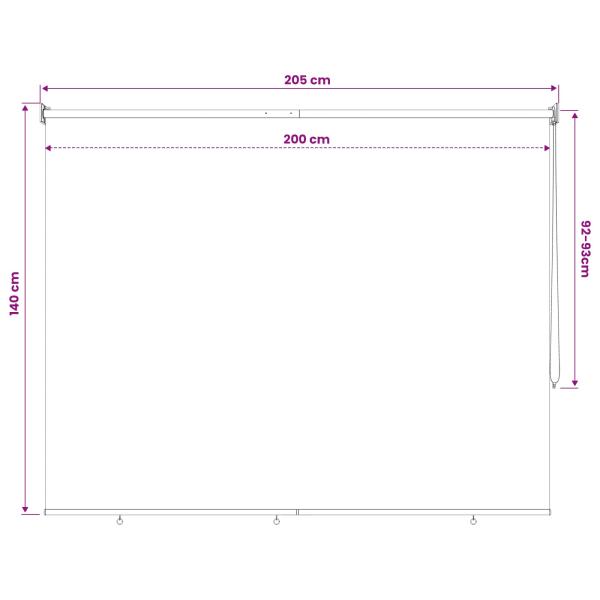 Außenrollo 90% UV-Block Schwarz 200 x 140 cm HDPE
