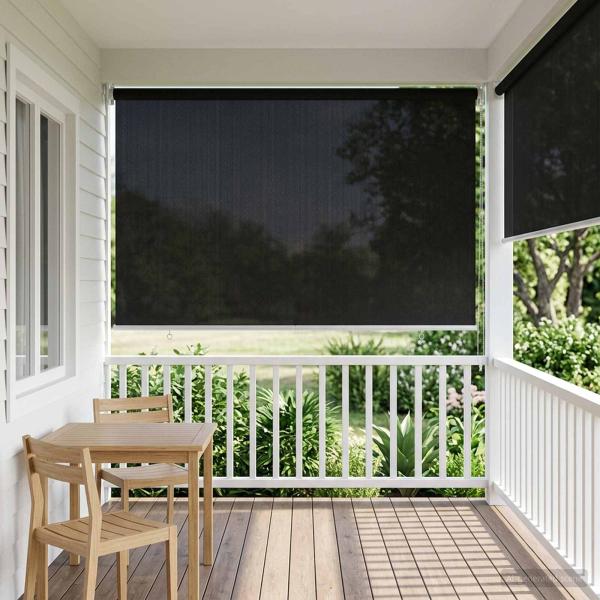 Außenrollo 90% UV-Block Schwarz 200 x 140 cm HDPE