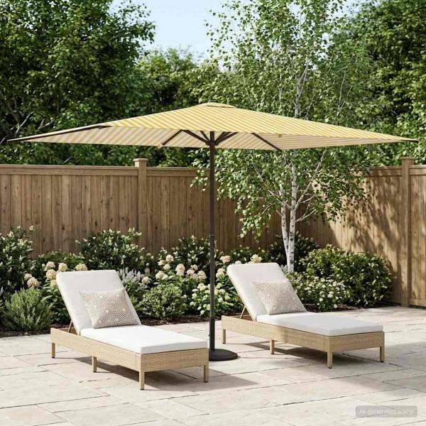 ARDEBO.de - Gartensonnenschirm Rechteckig 2 x 3 m Polyester Gelb und Weiß