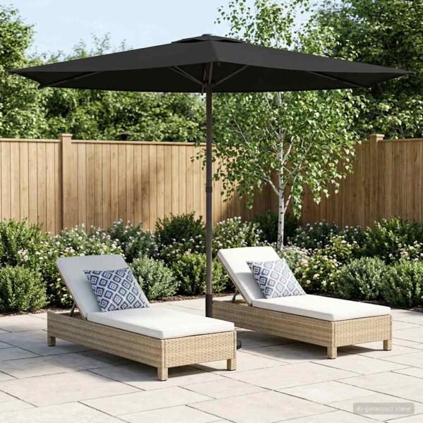 ARDEBO.de - Gartensonnenschirm 270 x 270 cm Polyester Rechtwinklig Schwarz