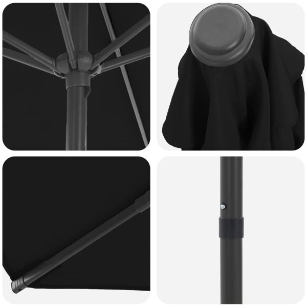 Gartensonnenschirm 270 x 270 cm Polyester Rechtwinklig Schwarz