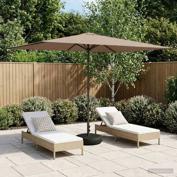 ARDEBO.de - Garten-Schirm mit Fuß 200 x 300 cm Polyester Rechteckig Taupe