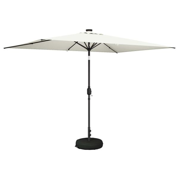 Gartenparasol mit LED-Lichtern und Sockel 200 x 300 cm