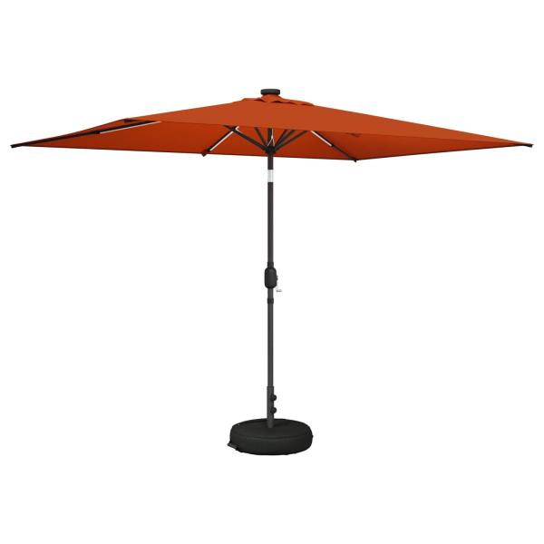 Gartenparasol mit LED-Lichtern und Sockel 200 x 300 cm