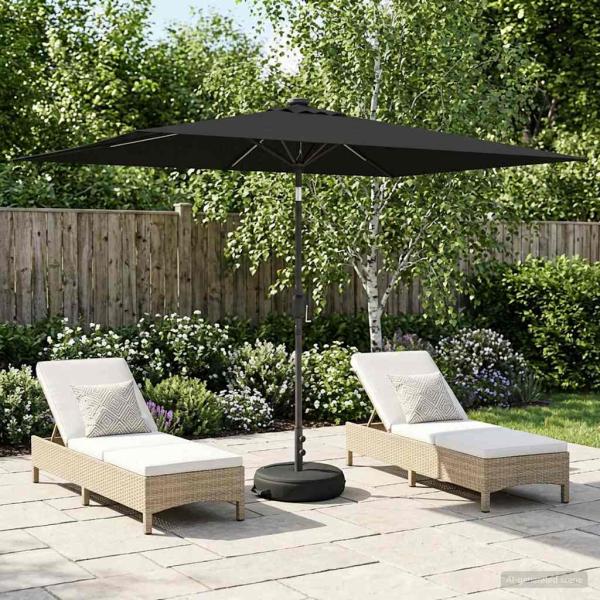 ARDEBO.de - Gartenparasol mit LED-Lichtern und Sockel 200 x 300 cm