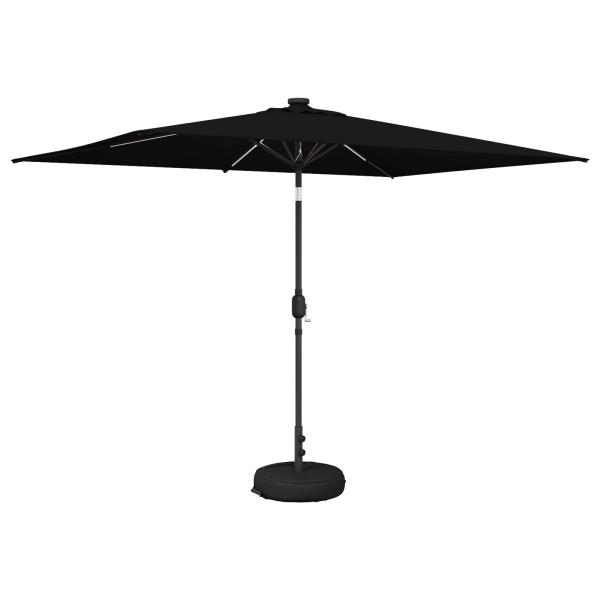 Gartenparasol mit LED-Lichtern und Sockel 200 x 300 cm