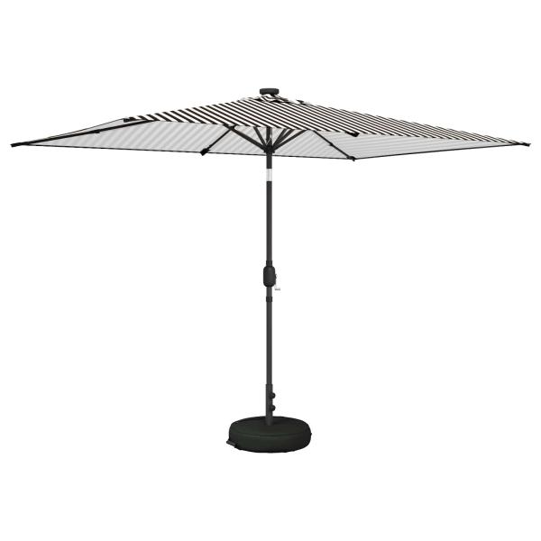 Gartenparasol mit LED-Lichtern und Sockel 200 x 300 cm