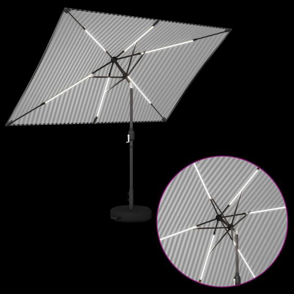 Gartenparasol mit LED-Lichtern und Sockel 200 x 300 cm