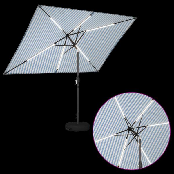 Gartenparasol mit LED-Lichtern und Sockel 200 x 300 cm