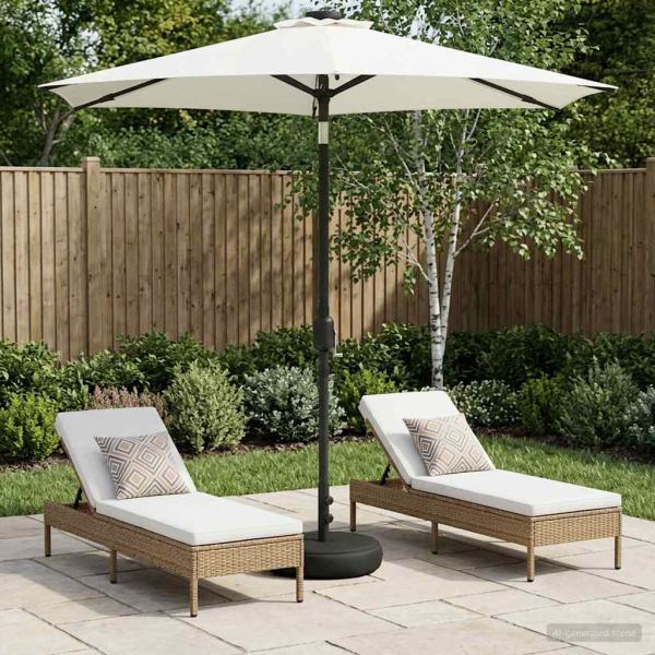 ARDEBO.de - Gartenparasol mit LED-Lichtern und Sockel 2,3 x 2,3 m Polyester
