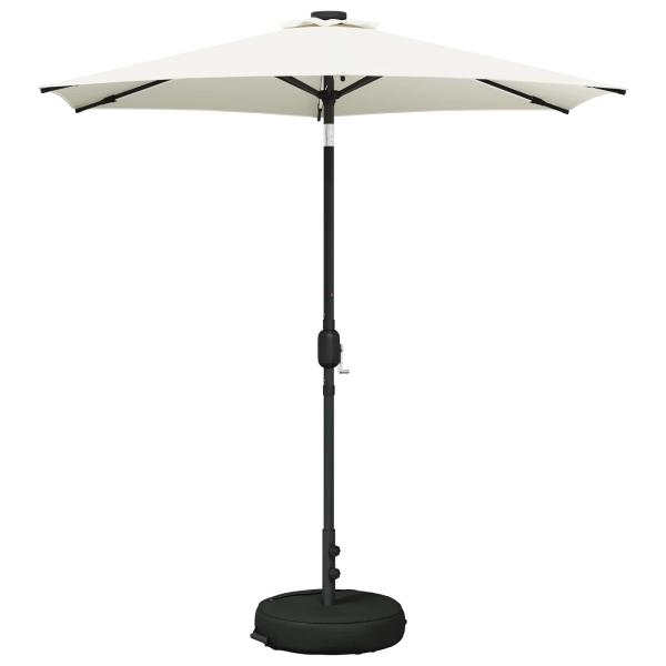 Gartenparasol mit LED-Lichtern und Sockel 2,3 x 2,3 m Polyester