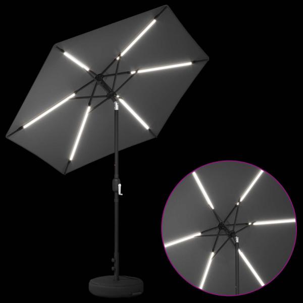 Gartenparasol mit LED-Lichtern und Sockel 230 x 230 cm