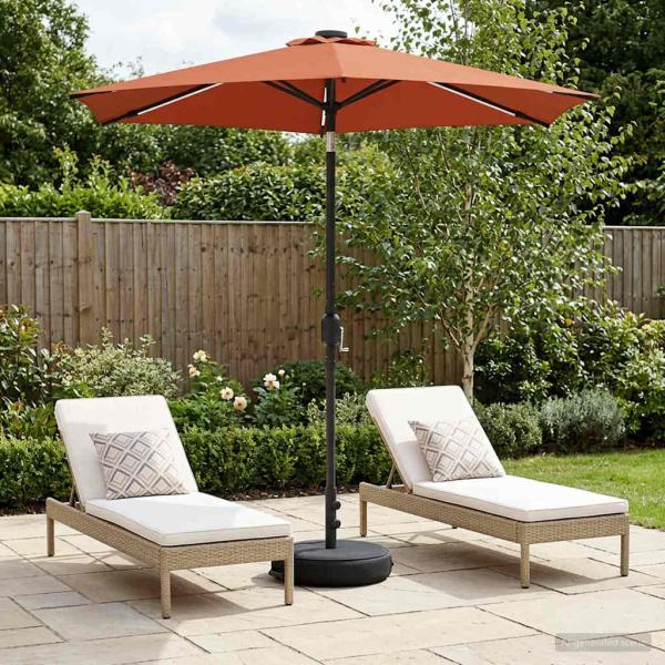 ARDEBO.de - Gartenparasol mit LED-Lichtern und Sockel 230 x 230 cm