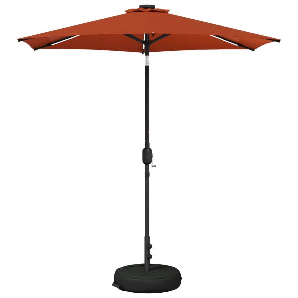Gartenparasol mit LED-Lichtern und Sockel 230 x 230 cm