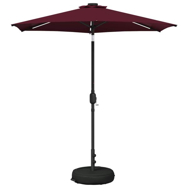 Gartenparasol mit LED-Lichtern und Sockel 230 x 230 cm