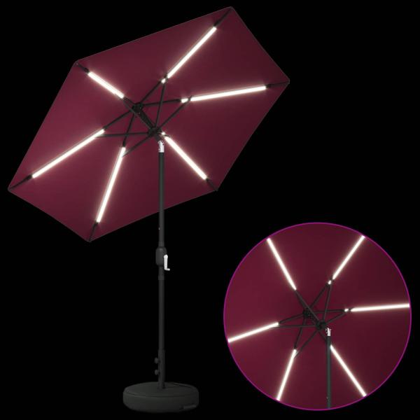 Gartenparasol mit LED-Lichtern und Sockel 230 x 230 cm