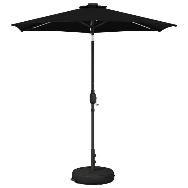 Gartenparasol mit LED-Lichtern und Sockel 230 x 230 cm